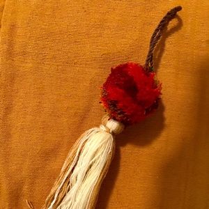 Handmade pom pom brown gold decor accessory boho